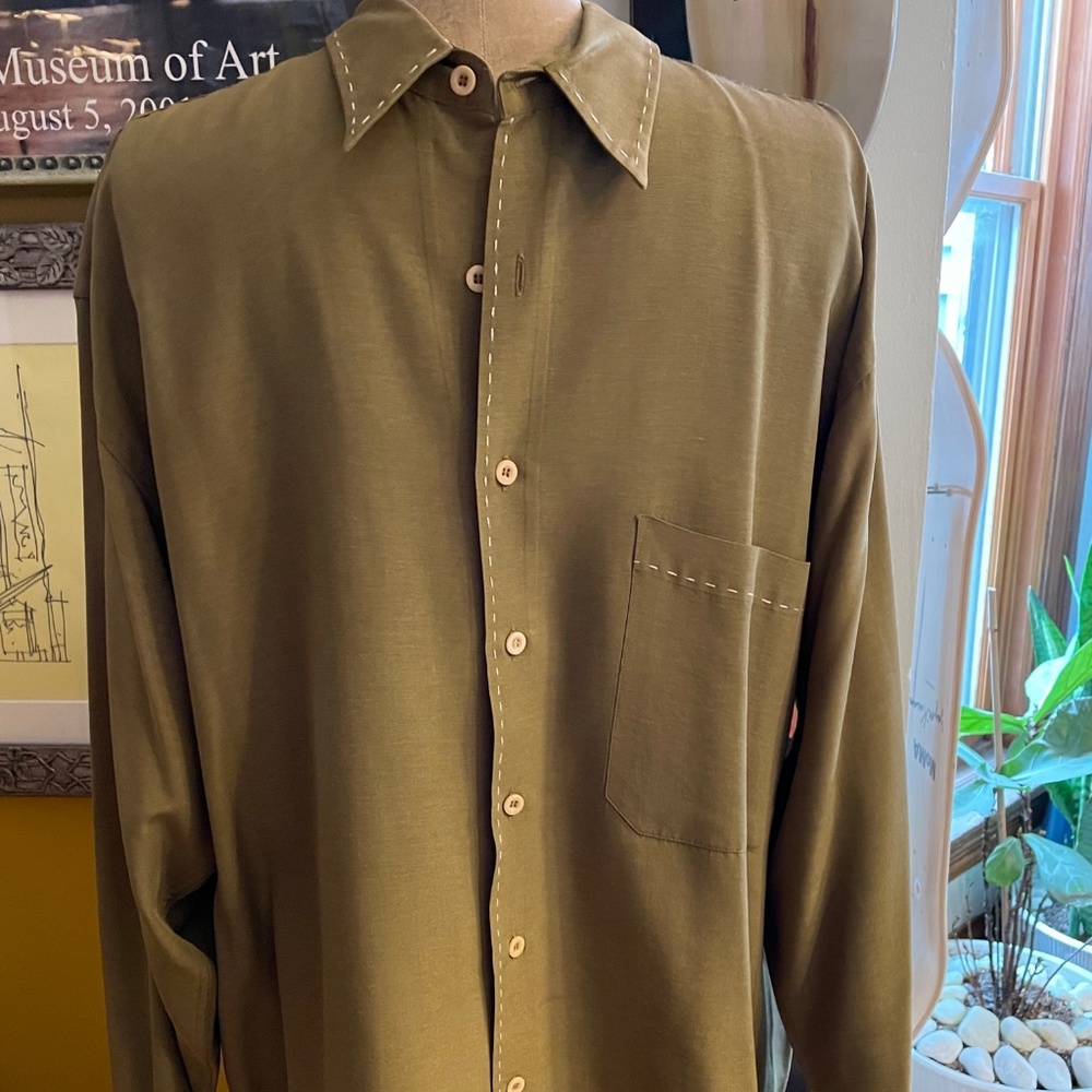 Paul Smith Silk Blend Shirt with Stitching Detail Large